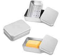 VireEyU Juego de 3 Cajitas para Jabón de Aluminio con Rejilla de Drenaje, Cajas para Jabón Resistente a la Humedad para Viaje y Casa, Antioxidante, Compactas y Duraderas