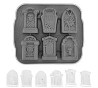 VireEyU Molde de Silicona en Forma de Lápida para Halloween, Molde de Chocolate 3D con Calaveras y Araña,Versátil para Cubos de Hielo,Dulces,Molde de Silicona,Ideal para Fiestas Temáticas y Halloween