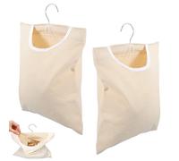 VireEyU Pack De 2 Bolsas Para Pinzas De Ropa - 28 X 32 Cm, Con Percha Y Gancho Para Colgar, Organizador Reutilizable Para Baño Y Vestidor - Para Pinzas, Calcetines, Ropa Interior