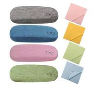 VireEyU Set de 4 Estuches Rígidos para Gafas & 4 Paños de Microfibra, Caja de Almacenamiento Universal para Gafas,Gafas de Sol,Unisex, Incluye Paños de Limpieza de para Lentes y Pantallas