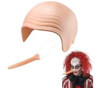 VireEyU Set de Gorro Calvo y Prótese de Nariz Larga, Gorro Calvo de Látex con Nariz Larga, Accesorio de Disfraz para Halloween y Carnaval, Peluca Calva y Prótese Nasal, Divertido Disfraz para Fiestas