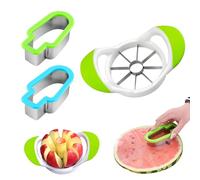 VireEyU Set de herramientas para frutas de 3 piezas, que incluye 2 cortadores creativos para sandía y manzana, cortadora de frutas de acero inoxidable, moldes para helados en palito.