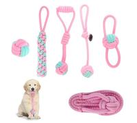 VireEyU Set de juguetes para perros de cuerda para perros pequeños y medianos, 6 piezas, juguetes de masticar duraderos e interactivos de algodón natural, ideal para cachorros y juguetes dentales.