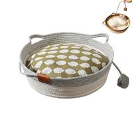 Virelapets Woven Rope Cat Basket, 13” /16” /18” Dual Pets Scratching Pad, with Pet Toy and Blanket, Protects Furniture (Gray with Mat,L)