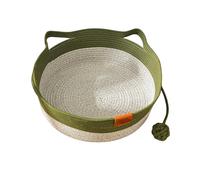 VirelaPets Woven Rope Cat Basket- 2-in-1 Cat Basket, Breathable Cotton Rope, Foldable & Washable for Comfort and Play (Green,Large)