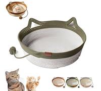 Virelapets Woven Rope Cat Basket,Virela Woven Rope Cat Basket,Cotton Rope Woven Cat Bed Basket, Cats Scratching Pads for Small Medium Large Pets, Beds for Indoor Cats, With Pet Toy and Blanket(Gray,Me