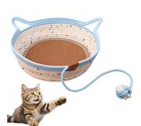 Virelapets Woven Rope Cat Basket, Virelapets Cat Basket for Toys, 13” /16” /18” with Built-In Cool Mat (Blue,M)