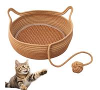 Virelapets Woven Rope Cat Basket, Virelapets Cat Basket for Toys, 13” /16” /18” with Built-In Cool Mat (Caramel,S)
