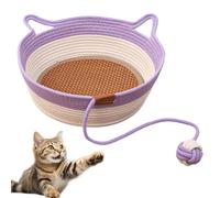 Virelapets Woven Rope Cat Basket, Virelapets Cat Basket for Toys, 13” /16” /18” with Built-In Cool Mat (Purple,S)