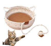 Virelapets Woven Rope Cat Basket, Virelapets Cat Basket for Toys, 13” /16” /18” with Built-In Cool Mat (White,L)