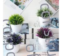 VIRELLO 32 bolas de helecho artificial de pelo de gallina de malla, bonsái de plástico realista con diseño ligero, para decoración de estantes de mesa en casa, oficina