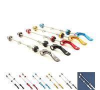 VIRELLO Brochetas de aleación de aluminio, 2 unidades, bloqueo de rueda de carretera, juego de liberación rápida con pasador de acero inoxidable 304, delantero 150 mm, trasero 185 mm, negro