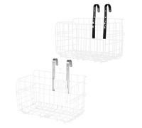 VIRELLO Ganchos de montaje para bicicleta, ajustable, acero para colgar, accesorios para bicicleta, scooter, plegable, cesta frontal, 0-8 cm de altura, color negro y plateado, paquete de 2
