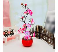 VIRELLO Planta artificial en maceta de caqui Wintersweet, bonsái de fruta sintética de seda con aspecto realista, decoración de bajo mantenimiento para mesa de estante del hogar