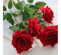VIRELLO Ramo de rosas de seda de franela, arreglo floral artificial para decoración de bodas, hogar, regalo del día de San Valentín, exhibición floral de larga duración, 25-39 cm