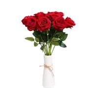 VIRELLO Ramo de rosas de seda de franela, arreglo floral artificial para decoración de bodas, regalo del día de San Valentín, rosas falsas de larga duración, 25-39 cm