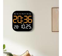 VIRELLO Reloj de pared digital LED, calendario moderno, alarma de fase lunar con control remoto, regulador automático para el hogar, oficina, escritorio o montaje en pared, color azul