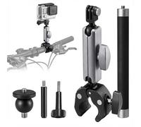 VIRELLO Soporte para manillar de motocicleta, soporte ajustable de 360° para cámara de bicicleta Insta360 DJI Action Hero 10-13, abrazadera de tubo de 20-50 mm