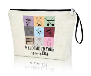 Virfuntaki Regalo para baby shower, bienvenido a tu nueva era de mamá, regalo para recién nacido, regalo divertido para embarazo, bolsa de maquillaje, bolsa de cosméticos, idea de regalo para baby