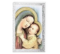 Virgen del Buen Consejo cuadrito madera blanca Valenti Argenti 14x9 cm