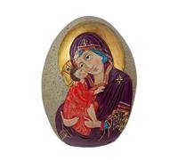 Virgen del Perpetuo Socorro Piedra 9 cm. dibujo detalles realistas