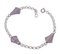 Virgen del Rocío Pulsera Plata Ley 925m cadena rolo 18cm.