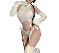 Virgen Killer Jersey Japonés Sexy Cosplay Liga Lencería Conjunto de Medias Crop Top Panty Teddy Body para Mujeres