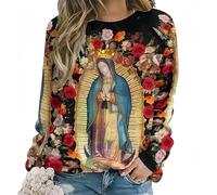 Virgen María 3D Impresión Sudaderas Mujeres Casual Manga Larga Sudaderas Mangas Raglan Pullovers Harajuku Tops Ropa Femenina