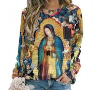 Virgen María 3D Impresión Sudaderas Mujeres Casual Manga Larga Sudaderas Mangas Raglan Pullovers Harajuku Tops Ropa Femenina