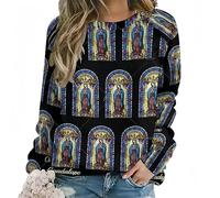 Virgen María 3D Impresión Sudaderas Mujeres Casual Manga Larga Sudaderas Mangas Raglan Pullovers Harajuku Tops Ropa Femenina