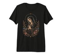 Virgen María Católica Fe Oración Virgen Santa Floral Camiseta Premium