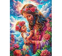 Virgen María con Flores Puzzle 1000 Piezas Obra De Arte 3D Realista Rompecabezas para Hombres Y Mujeres Desafío Intelectual Estera Portátil DIY Moderno 1000 PCS