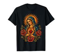 Virgen María Corazón Rosas Rojas Católica Oración Icono Camiseta