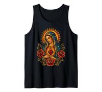 Virgen María Corazón Rosas Rojas Católica Oración Icono Camiseta sin Mangas