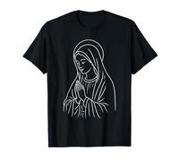 Virgen María - Gráfico Minimalista de línea de fe Cristiana Camiseta