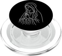 Virgen María - Gráfico Minimalista de línea de fe Cristiana PopSockets PopGrip para MagSafe