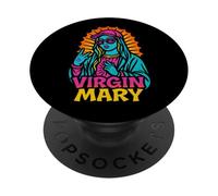 Virgen María Hip Hop - Divertida fe Cristiana Colorida PopSockets PopGrip Adhesivo