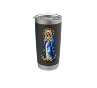Virgen María Inmaculada Concepción Gótico Mosaico Icono Arte Vaso térmico de acero inoxidable de doble pared
