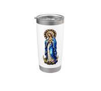 Virgen María Inmaculada Concepción Gótico Mosaico Icono Arte Vaso térmico de acero inoxidable de doble pared