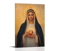 Virgen María Madre Bendita Corazón Inmaculado de María Cartel en Lienzo Arte de Pared Impresión en Lienzo Pintura Decorativa Estética Moderna 12 x 18 pulgadas (30 x 45 cm)