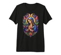 Virgen María Mariposa Rosa Catedral Gótica Icono Sagrado Camiseta Premium