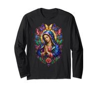 Virgen María Mariposa Rosa Catedral Gótica Icono Sagrado Manga Larga