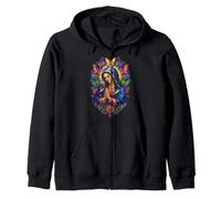 Virgen María Mariposa Rosa Catedral Gótica Icono Sagrado Sudadera con Capucha