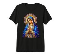 Virgen María Orando Catedral Medieval Mosaico Arte Retrato Camiseta Premium