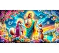 Virgen María Puzzle para Toda la Familia Regalo para Mujeres y Hombres 1000 Piezas Papel Reciclado Juego Familiar Divertido & desafiante Juegos educativos 38x52cm/1000pcs