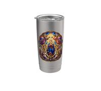 Virgen María Reina De Ángeles Católica Catedral Icono Arte Vaso térmico de acero inoxidable de doble pared