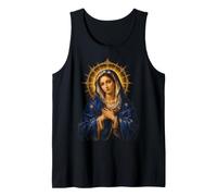 Virgen María Retrato Católico Sagrado Oración Arte Devocional Camiseta sin Mangas