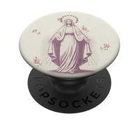 Virgen María Rosa Flores Boho Minimalista Católico Cristiano PopSockets PopGrip Adhesivo