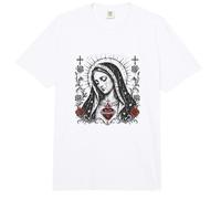 Virgen María Sagrado Corazón Cristiano Gótico Rosas Católicas Comfort Colors Adult Heavyweight T-Shirt