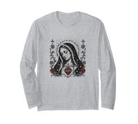 Virgen María Sagrado Corazón Cristiano Gótico Rosas Católicas Manga Larga